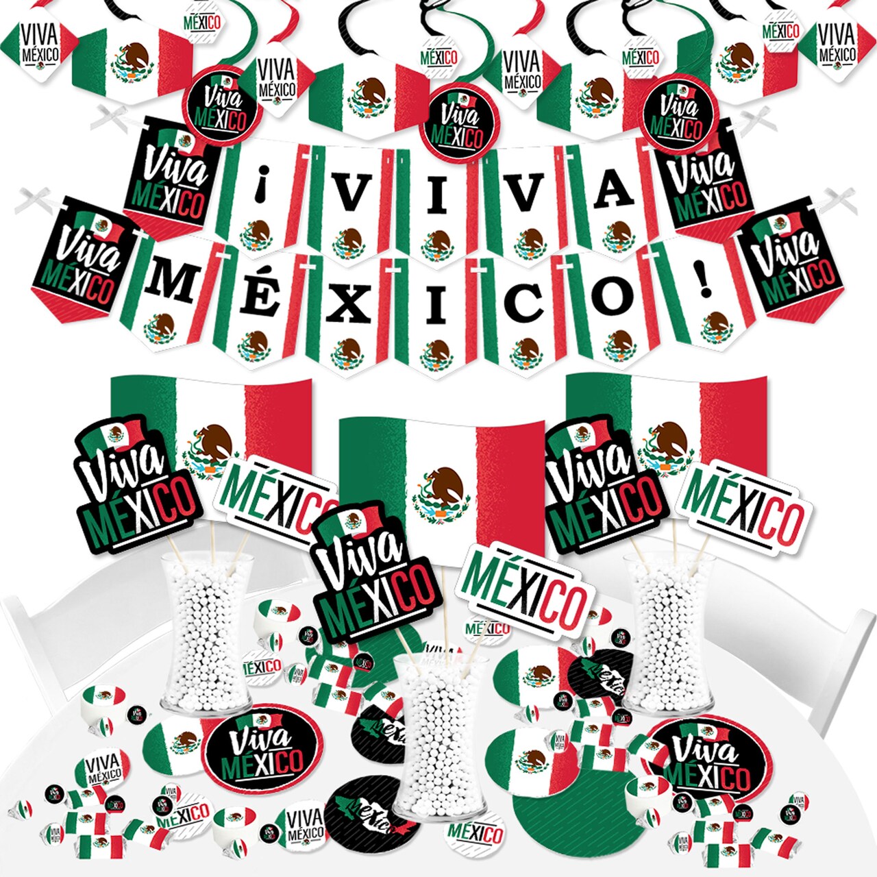 Big Dot of Happiness Viva Mexico - Mexican Independence Day Party Supplies - Banner Decoration Kit - Fundle Bundle